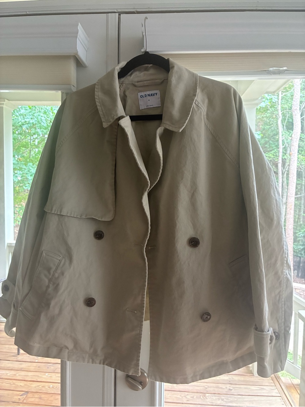 Old Navy Light Beige Double-Breasted Trench Coat